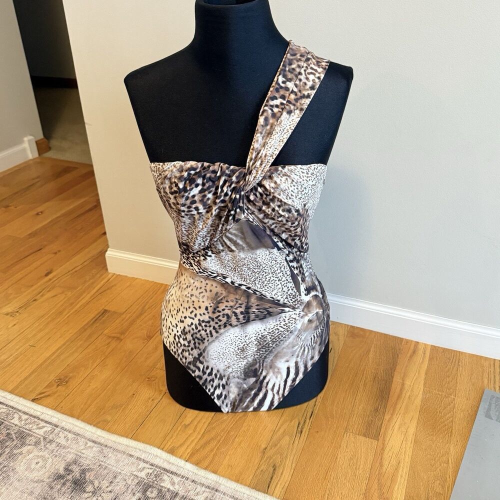 Gottex Animal Print One Piece Swimsuit Bold Luxe Mob Wife Resort Glam Size 6